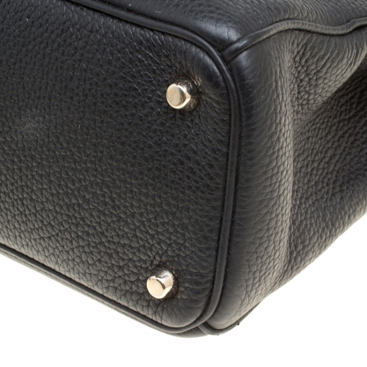 Pre Owned Dior Black Leather Medium Diorissimo Top Handle Bag