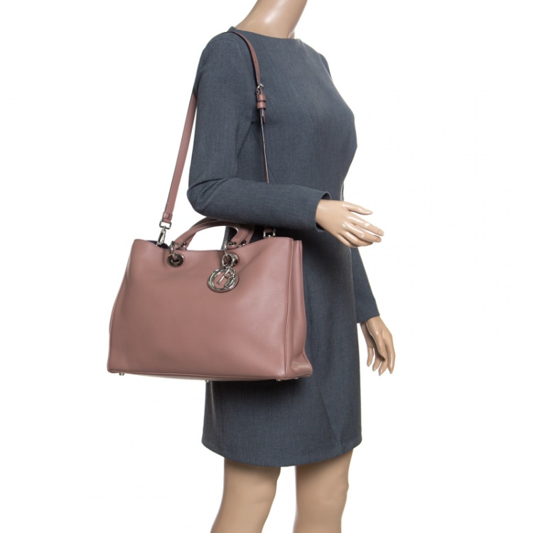 Pre Owned Dior Nude Leather Large Diorissimo Shopper Top Handle Bag