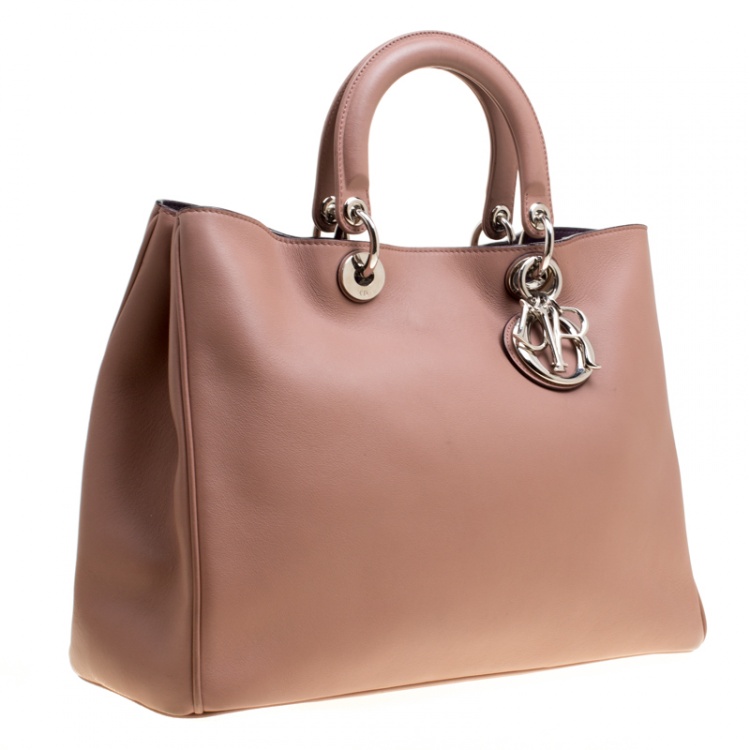 Pre Owned Dior Nude Leather Large Diorissimo Shopper Top Handle Bag