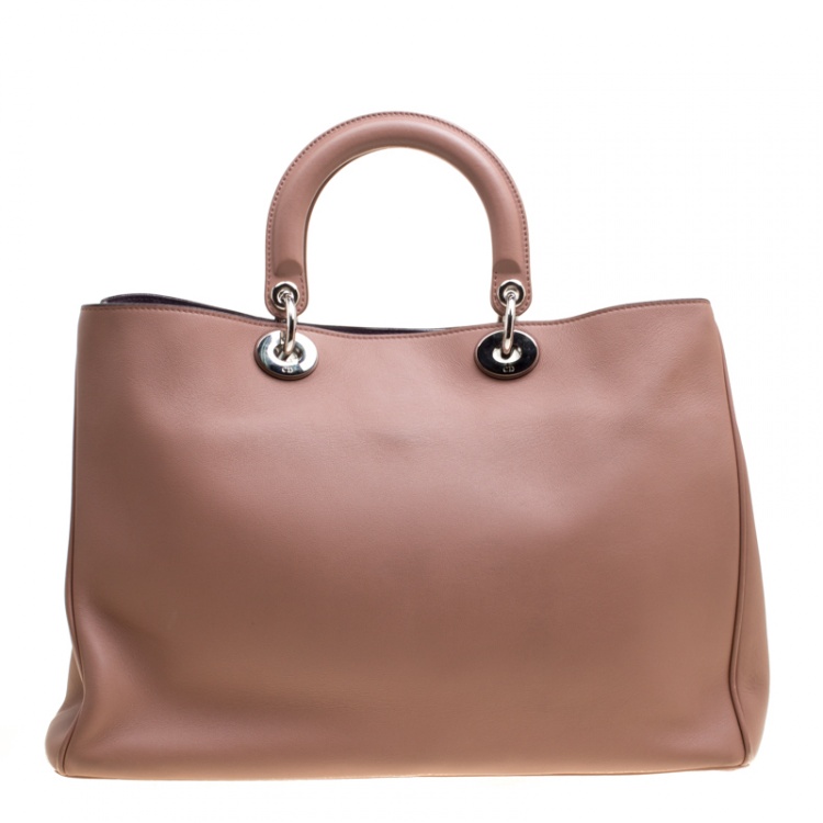 Pre Owned Dior Nude Leather Large Diorissimo Shopper Top Handle Bag