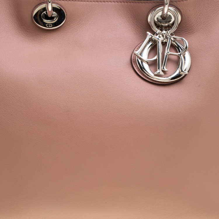 Pre Owned Dior Nude Leather Large Diorissimo Shopper Top Handle Bag