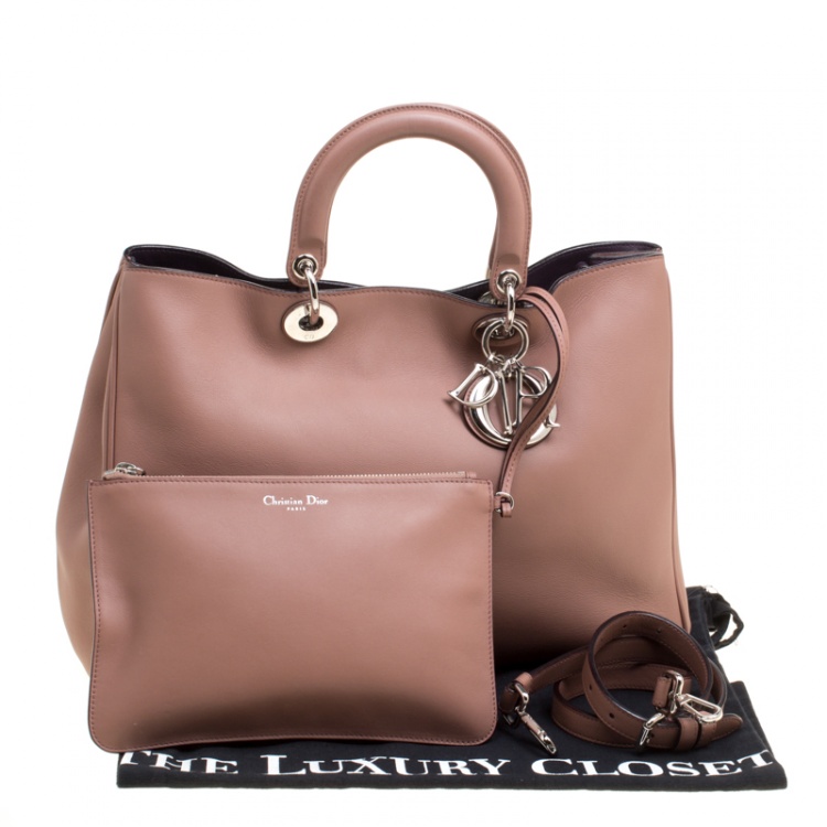 Pre Owned Dior Nude Leather Large Diorissimo Shopper Top Handle Bag