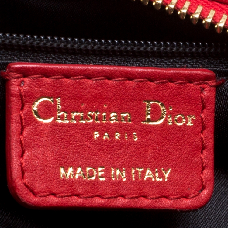 Pre Owned Dior Red Leather Large Gypsy Ruffle Hobo Bag