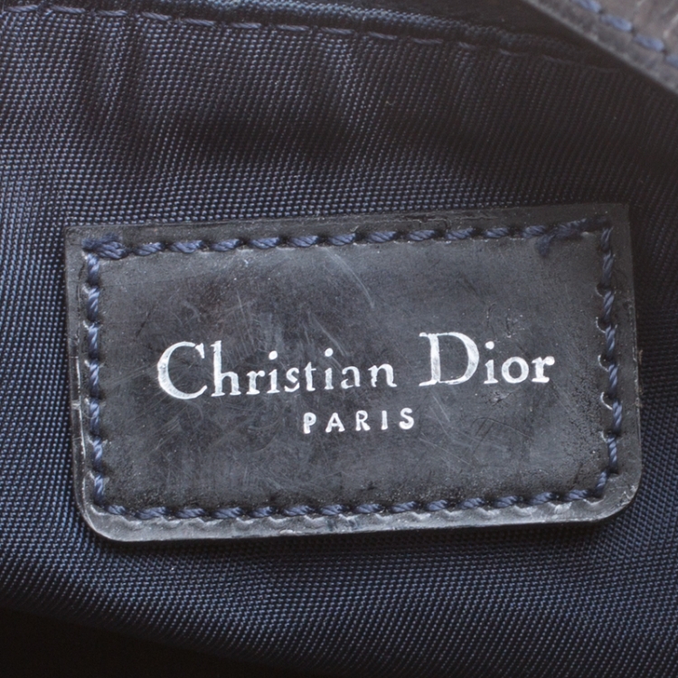 Pre Owned Dior Blue/Black Denim and Leather Saddle Bag