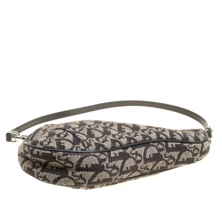 Pre Owned Dior Black Diorissimo Canvas and Leather Saddle Bag