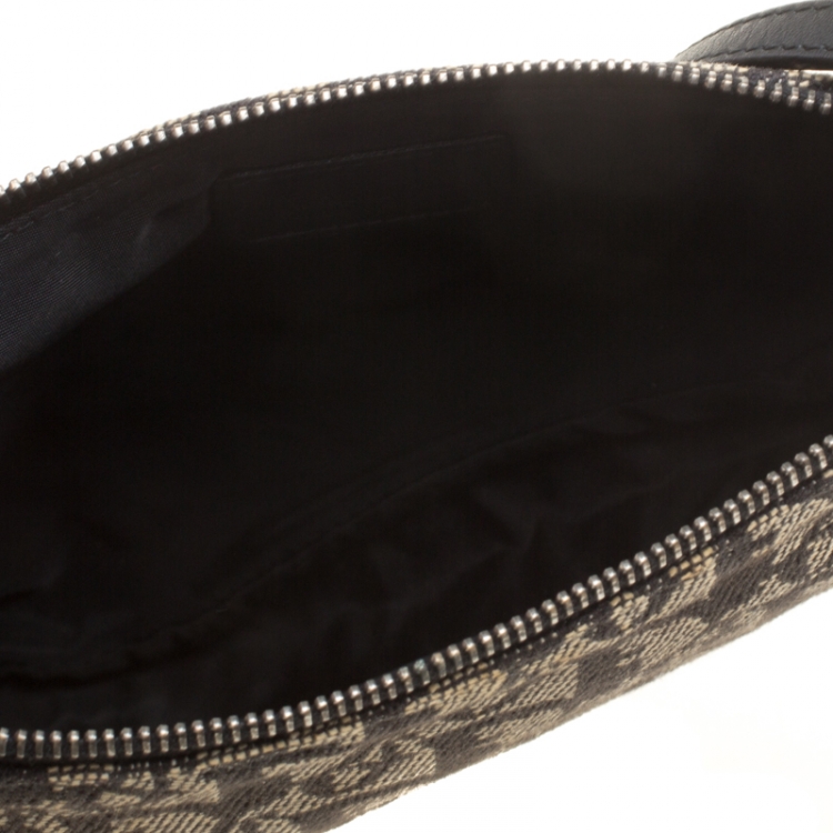 Pre Owned Dior Black Diorissimo Canvas and Leather Saddle Bag