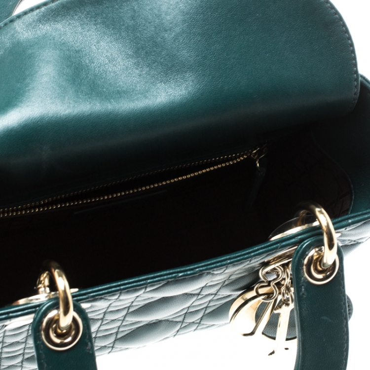 Pre Owned Dior Green Leather Lucky Badges My Lady Dior Top Handle Bag
