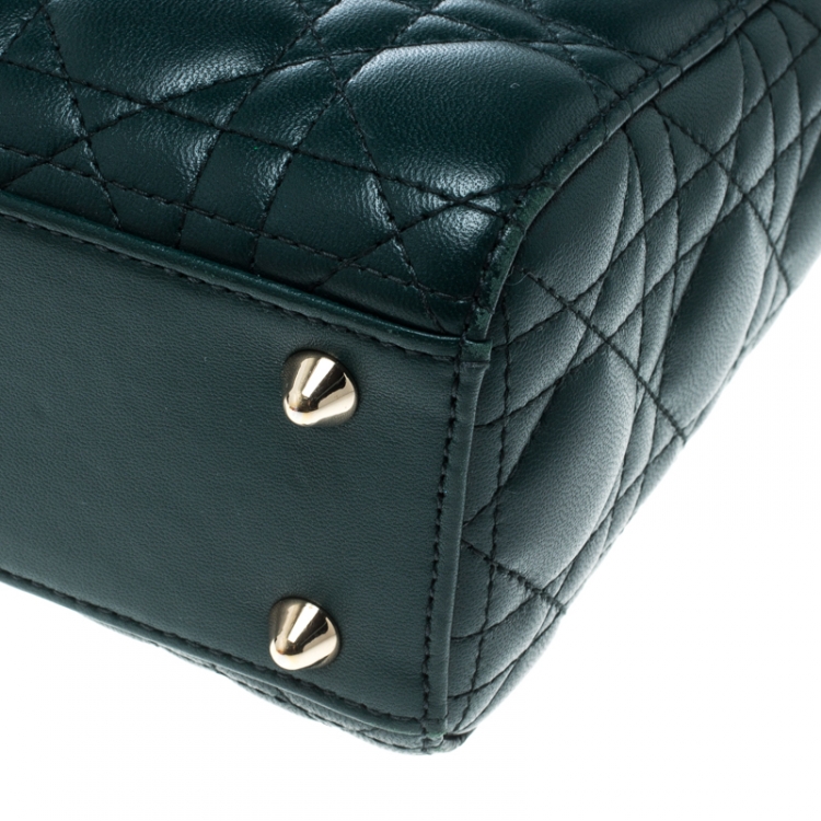 Pre Owned Dior Green Leather Lucky Badges My Lady Dior Top Handle Bag