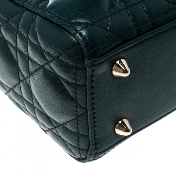 Pre Owned Dior Green Leather Lucky Badges My Lady Dior Top Handle Bag