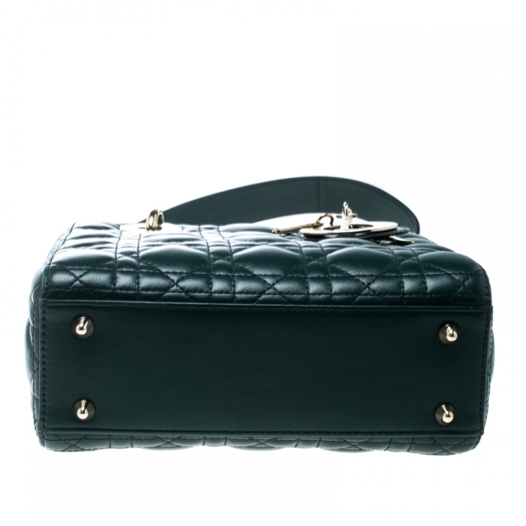 Pre Owned Dior Green Leather Lucky Badges My Lady Dior Top Handle Bag