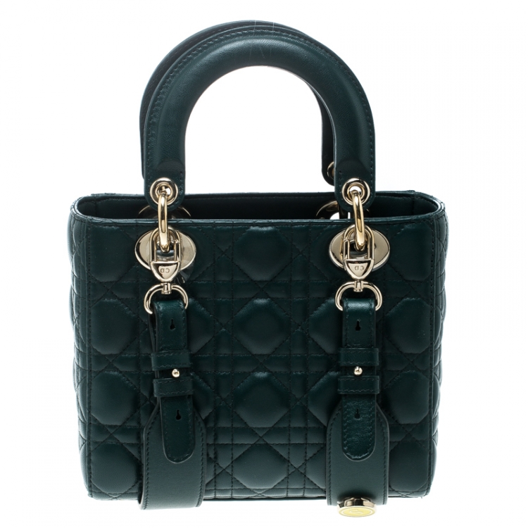 Pre Owned Dior Green Leather Lucky Badges My Lady Dior Top Handle Bag