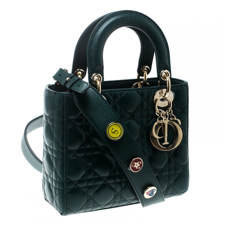 Pre Owned Dior Green Leather Lucky Badges My Lady Dior Top Handle Bag