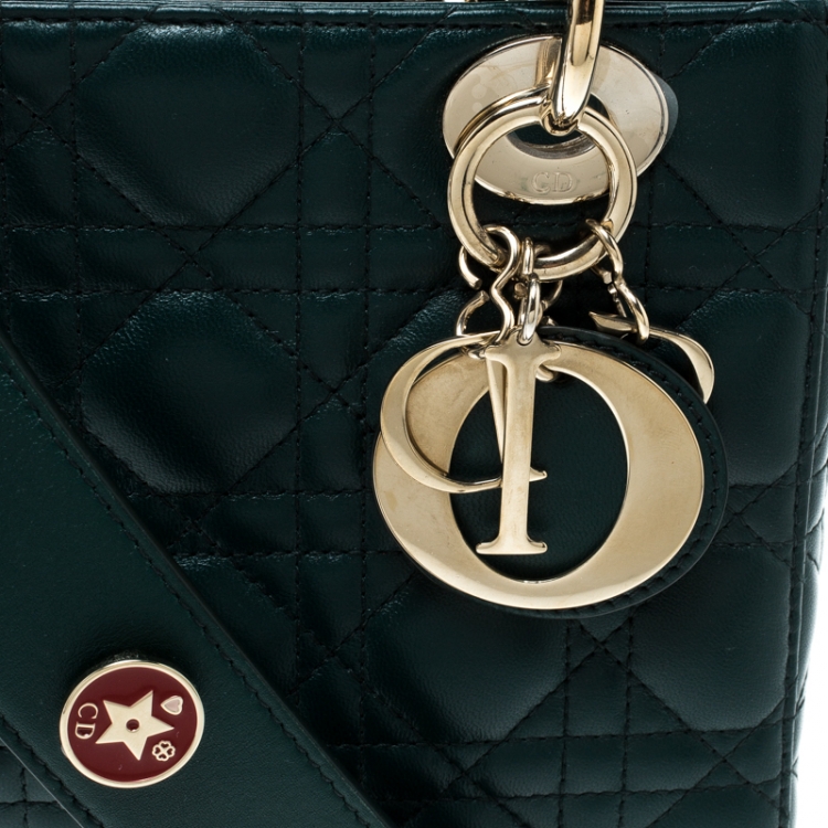 Pre Owned Dior Green Leather Lucky Badges My Lady Dior Top Handle Bag