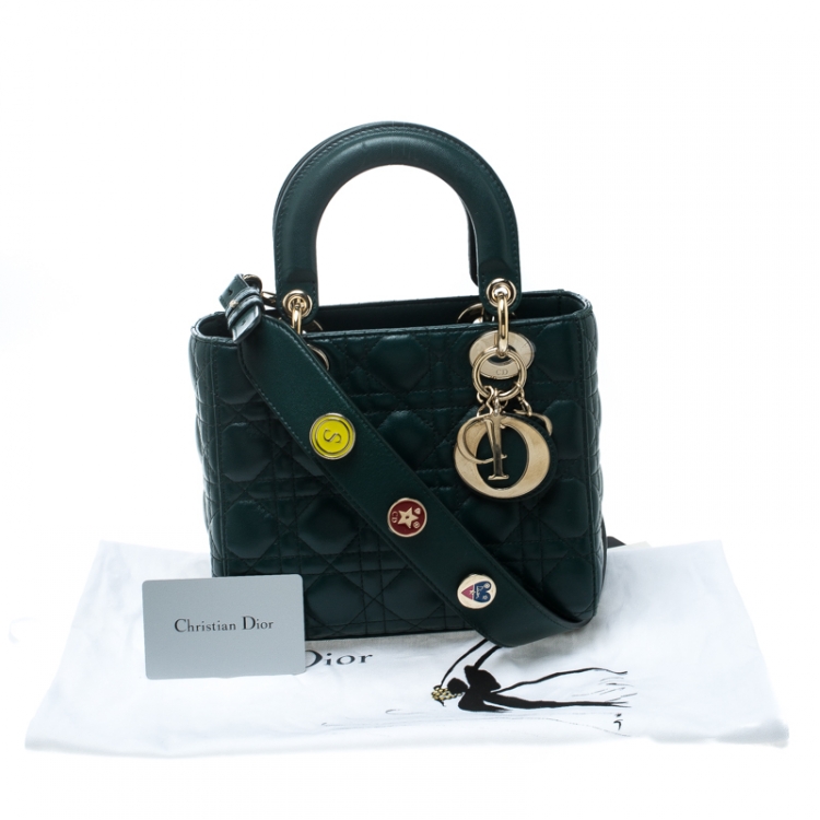Pre Owned Dior Green Leather Lucky Badges My Lady Dior Top Handle Bag