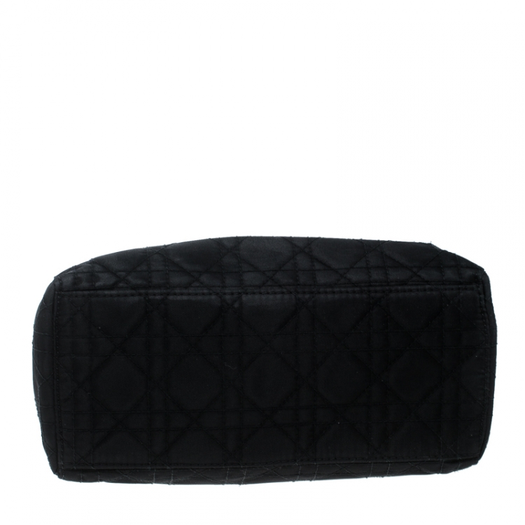 Pre Owned Dior Black Nylon Medium Vintage Lady Dior Top Handle Bag