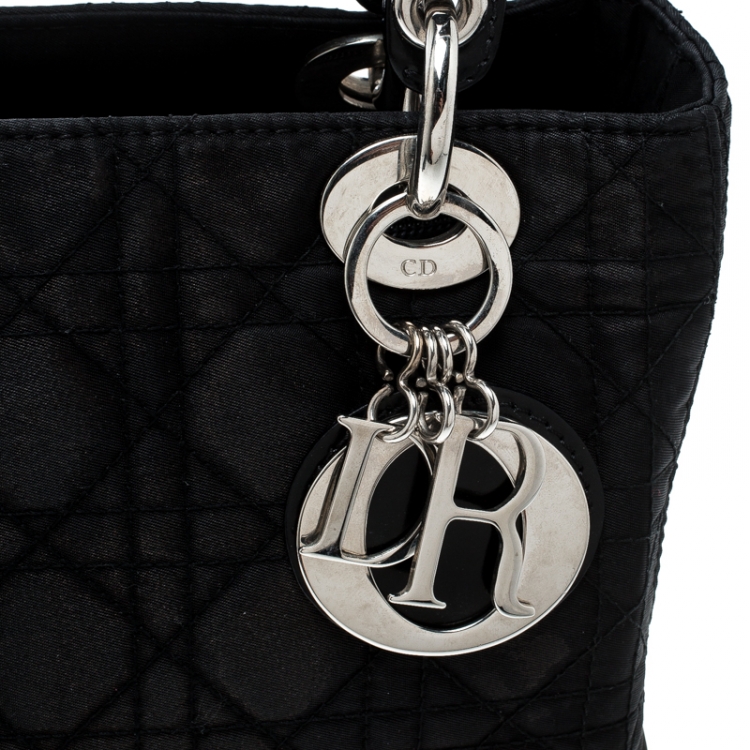 Pre Owned Dior Black Nylon Medium Vintage Lady Dior Top Handle Bag