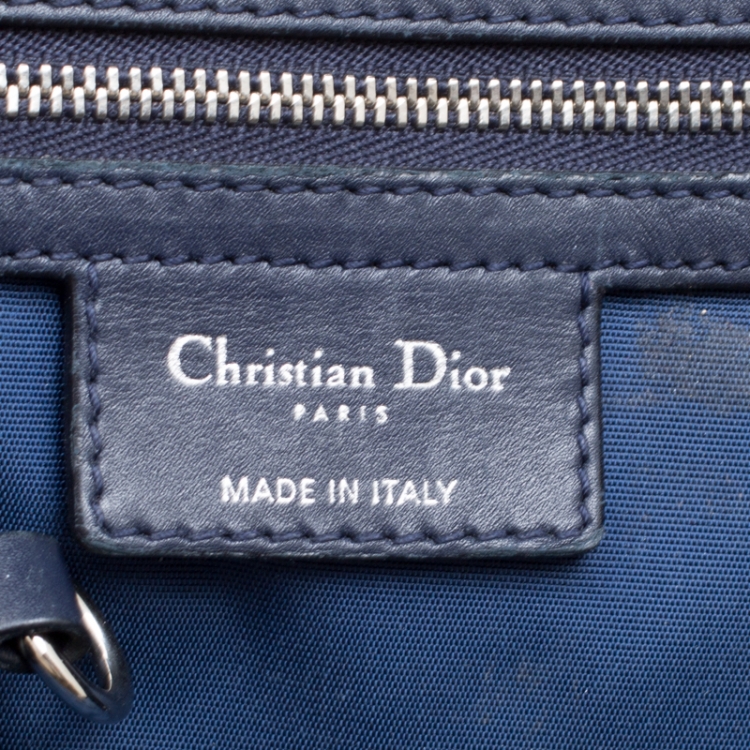 Pre Owned Dior Navy Blue Coated Canvas Medium Panarea Shopper Tote