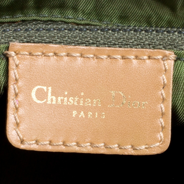 Pre Owned Dior Green/Brown Diorissimo Canvas and Leather Small Boston Bag