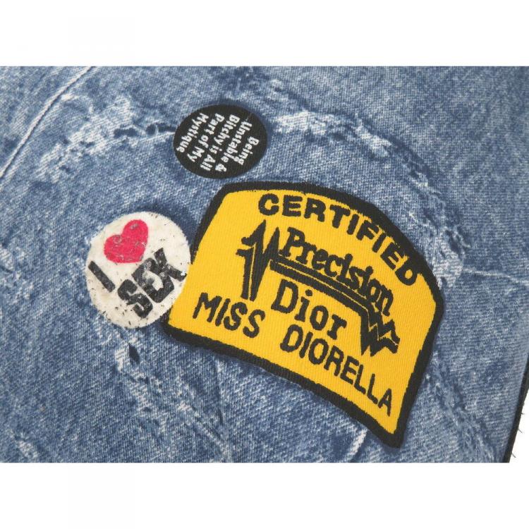 Pre Owned Dior Two Tone Denim and Canvas Miss Diorella Messenger Bag