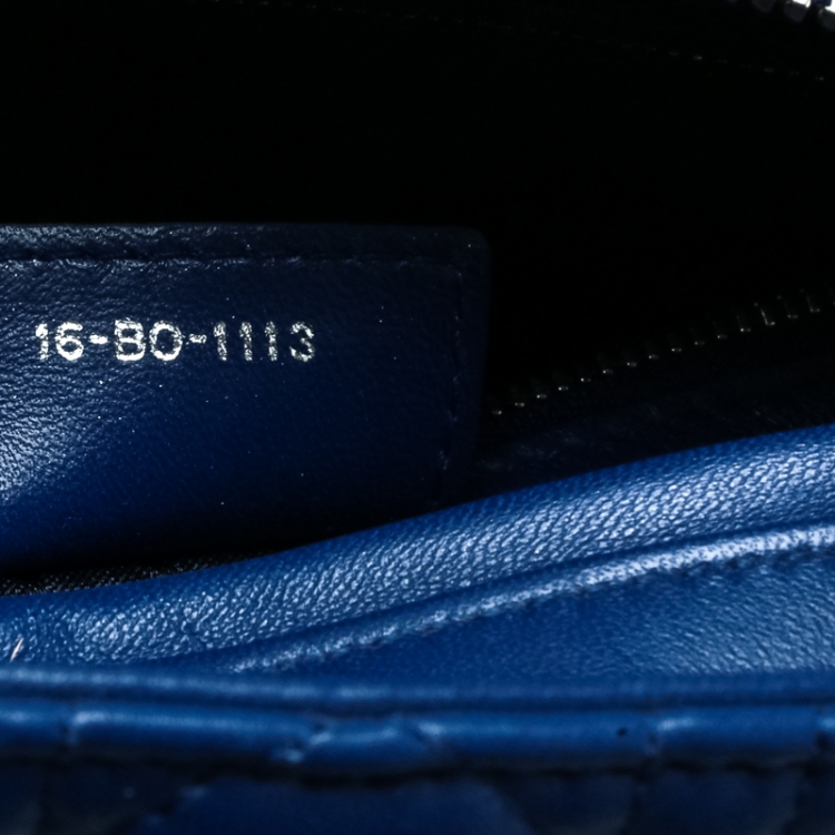 Pre Owned Dior Blue Leather Large Lady Dior Top Handle Bag