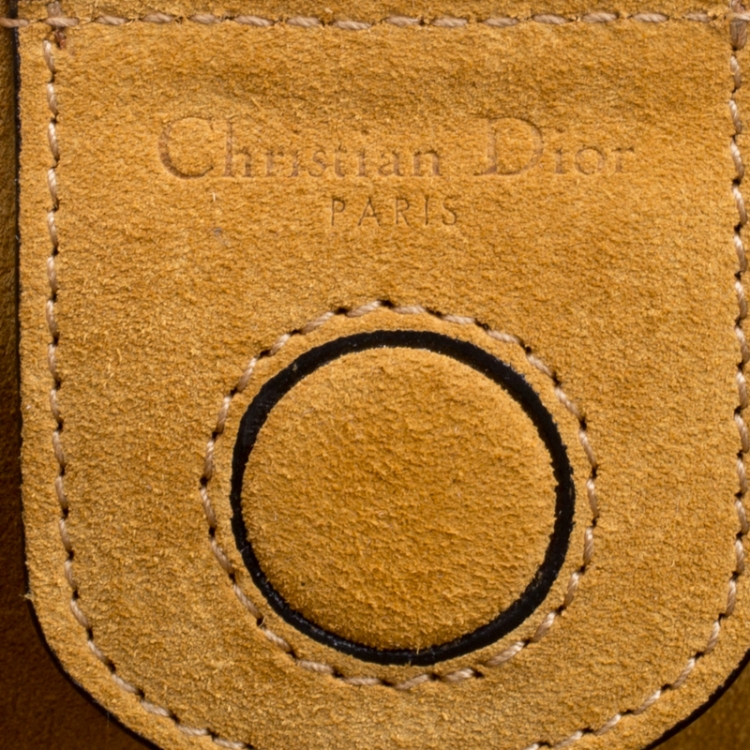 Pre Owned Dior White Cannage Detail Leather Shopper Tote with Pouch 