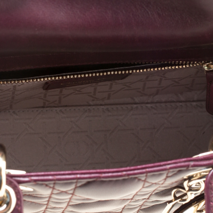 Pre Owned Dior Purple Leather Lucky Badges My Lady Dior Top Handle Bag