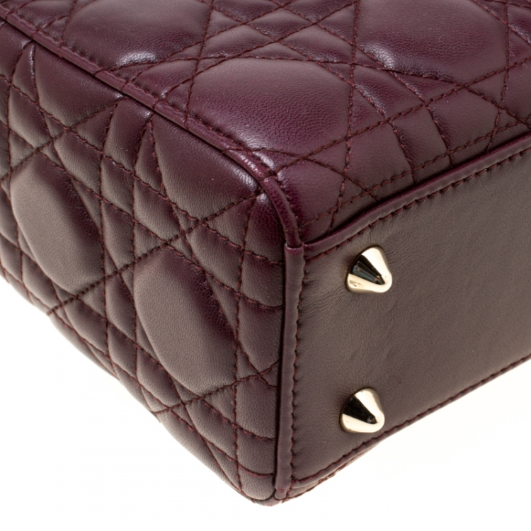 Pre Owned Dior Purple Leather Lucky Badges My Lady Dior Top Handle Bag