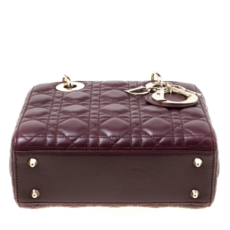 Pre Owned Dior Purple Leather Lucky Badges My Lady Dior Top Handle Bag