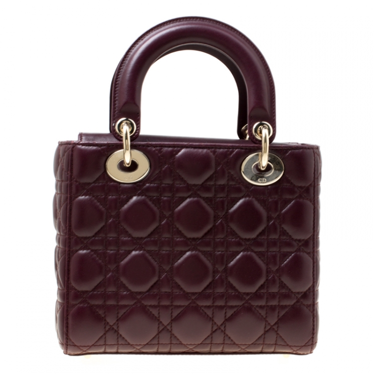 Pre Owned Dior Purple Leather Lucky Badges My Lady Dior Top Handle Bag