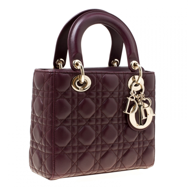 Pre Owned Dior Purple Leather Lucky Badges My Lady Dior Top Handle Bag