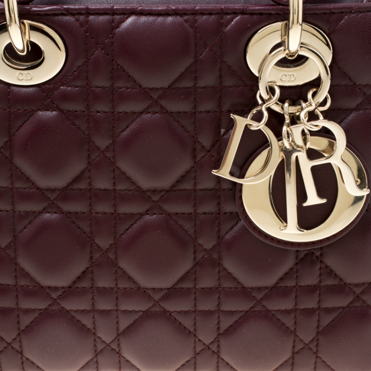 Pre Owned Dior Purple Leather Lucky Badges My Lady Dior Top Handle Bag