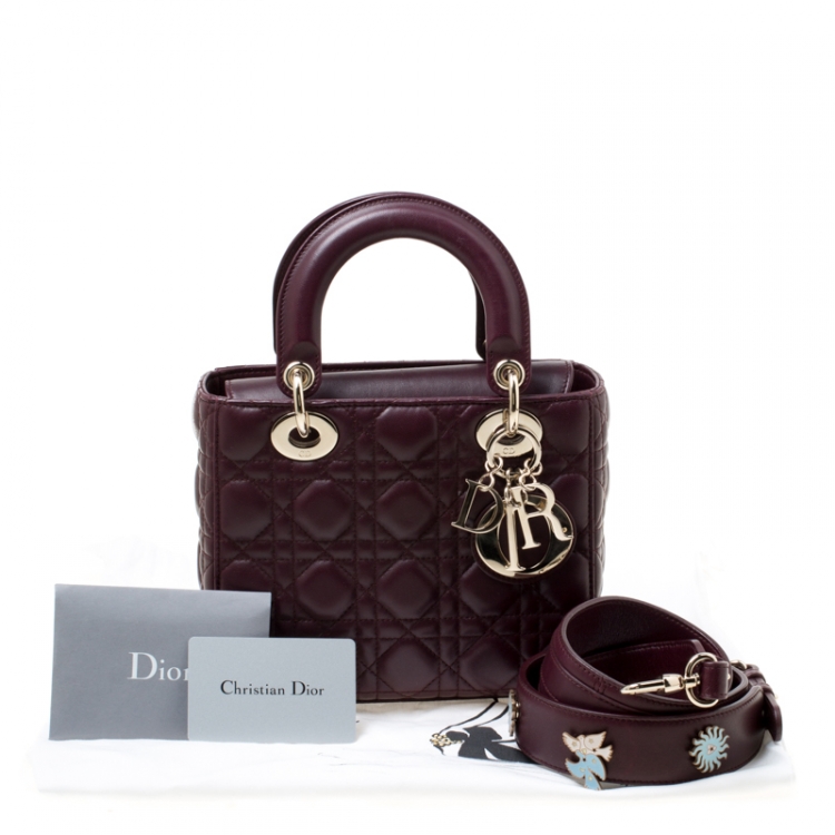 Pre Owned Dior Purple Leather Lucky Badges My Lady Dior Top Handle Bag