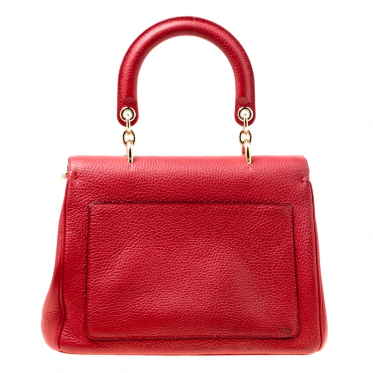 Pre Owned Dior Red Leather Small Be Dior Flap Top Handle Bag