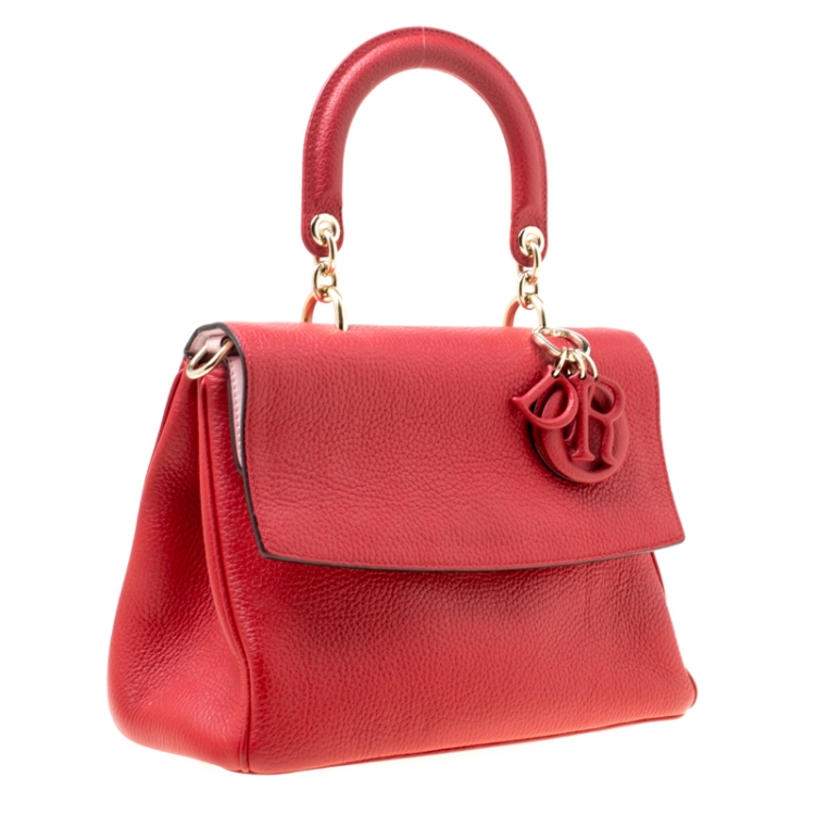 Pre Owned Dior Red Leather Small Be Dior Flap Top Handle Bag