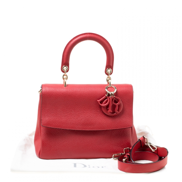 Pre Owned Dior Red Leather Small Be Dior Flap Top Handle Bag