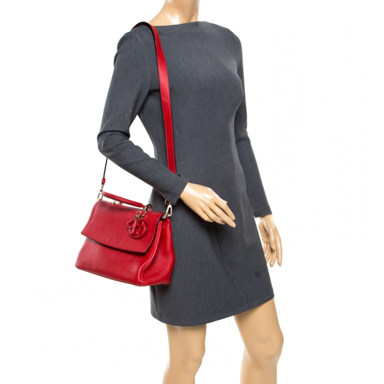 Pre Owned Dior Red Leather Small Be Dior Flap Top Handle Bag