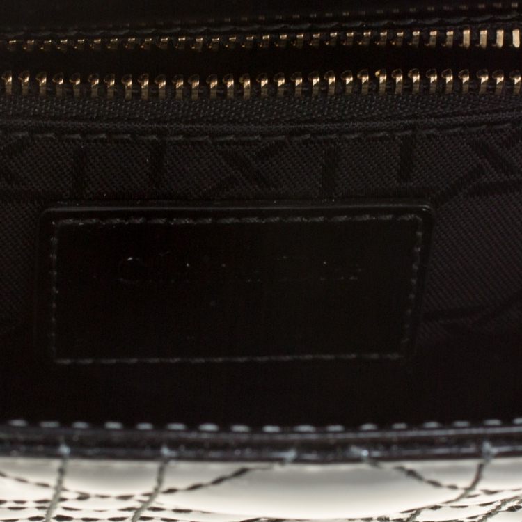 Pre Owned Dior Black Patent Leather Mini Chain Lady Dior Top Handle Bag