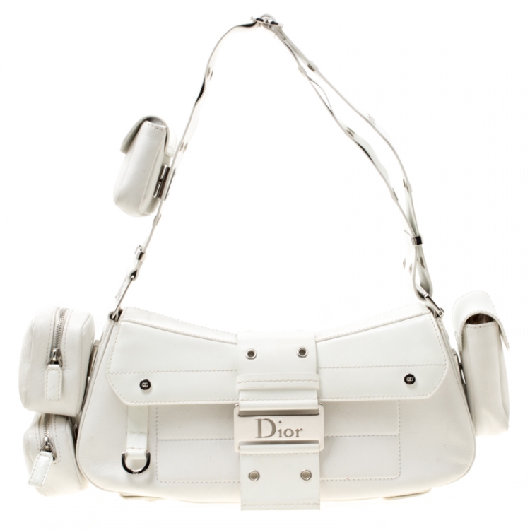Christian Dior White Leather Street Chic Columbus Avenue Multipocket Bag -  Yoogi's Closet
