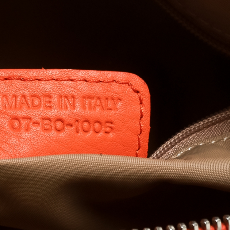 Pre Owned Dior Orange/Beige Diorissimo Canvas Small Boston Bag