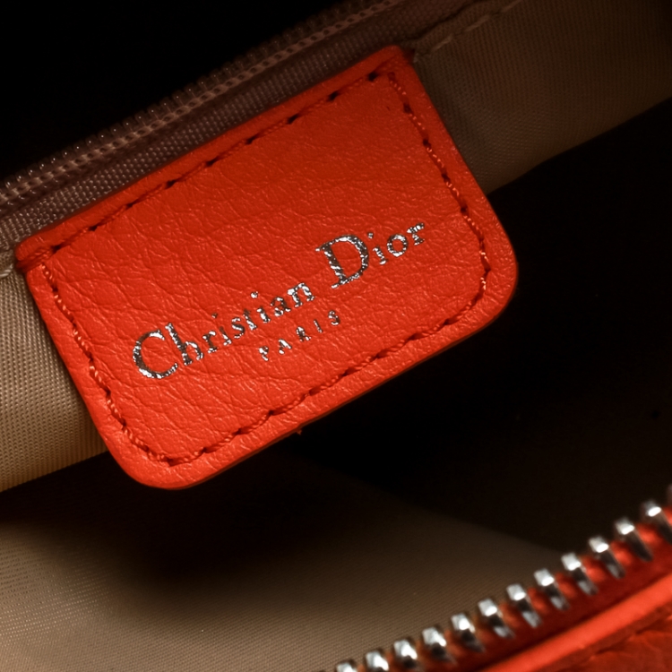 Pre Owned Dior Orange/Beige Diorissimo Canvas Small Boston Bag