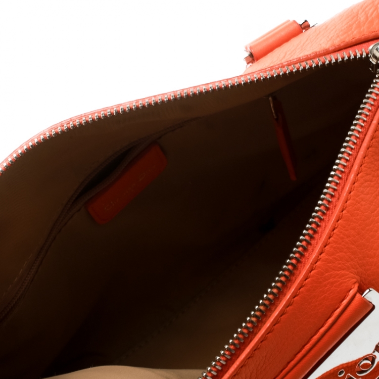Pre Owned Dior Orange/Beige Diorissimo Canvas Small Boston Bag