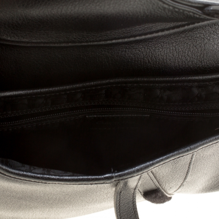Pre Owned Dior Black Leather Saddle Bag