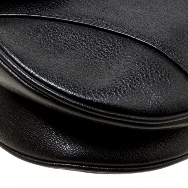 Pre Owned Dior Black Leather Saddle Bag