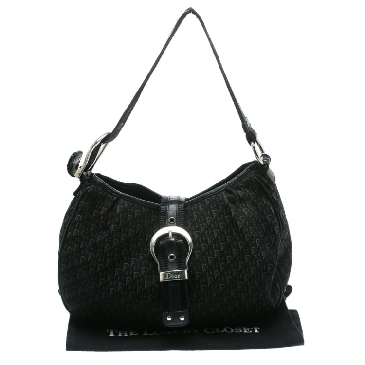 Pre Owned Dior Black Diorissimo Canvas and Leather Hobo