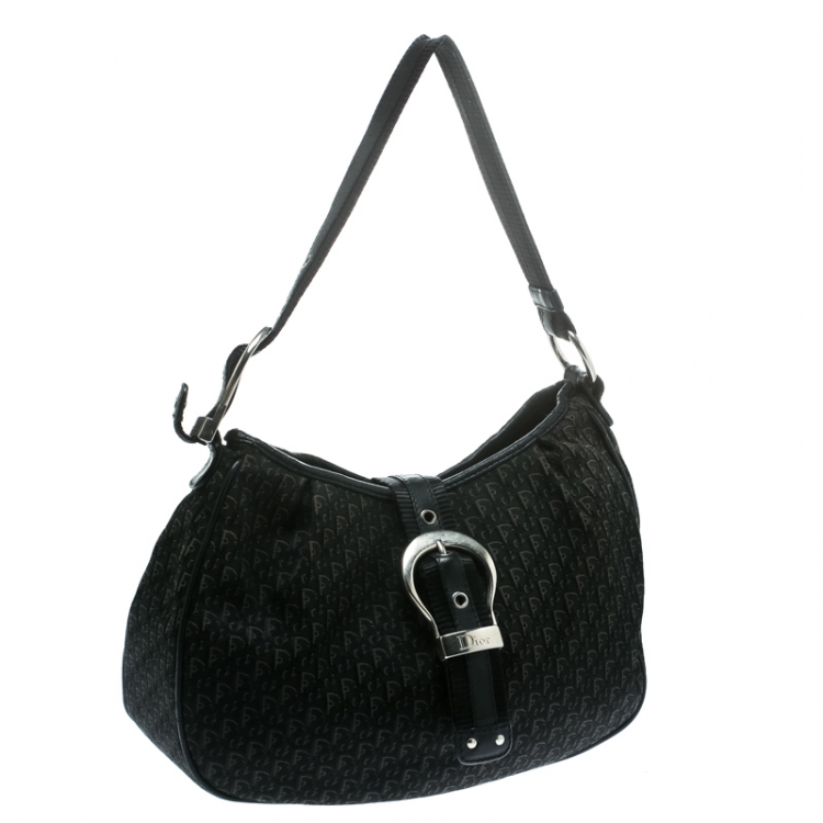 Pre Owned Dior Black Diorissimo Canvas and Leather Hobo