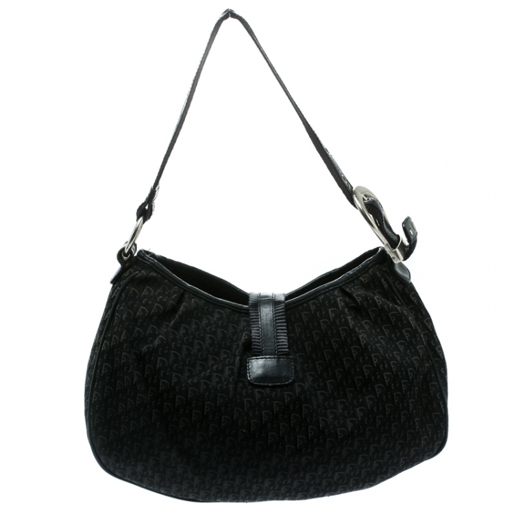 Pre Owned Dior Black Diorissimo Canvas and Leather Hobo