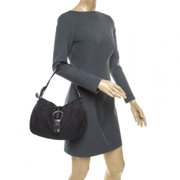 Pre Owned Dior Black Diorissimo Canvas and Leather Hobo