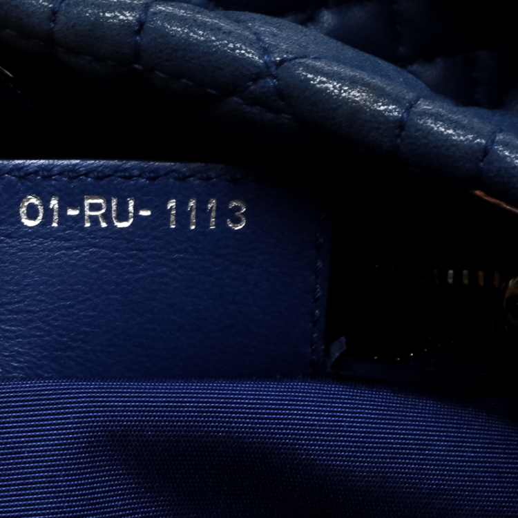 Pre Owned Dior Blue Cannage Soft Leather Large Shopper Tote