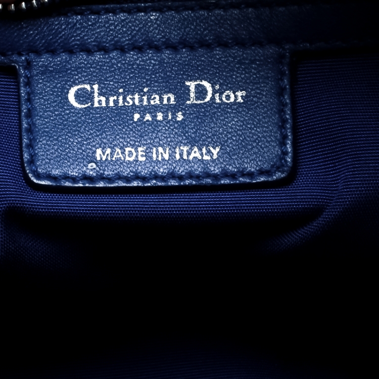 Pre Owned Dior Blue Cannage Soft Leather Large Shopper Tote