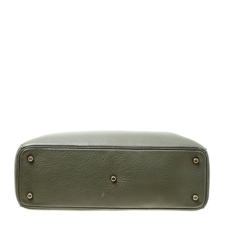 Pre Owned Dior Pine Green Leather Large Diorissimo Shopper Tote